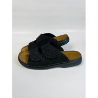 Мужские кожаные тапочки шлепанцы на липучках фото