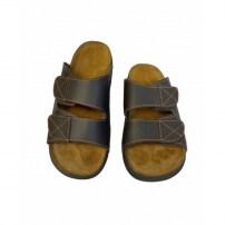 Мужские кожаные тапочки шлепанцы на липучках фото