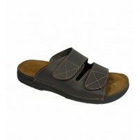 Мужские кожаные тапочки шлепанцы на липучках фото