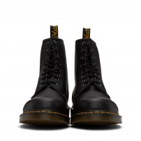 Ботинки Dr. Martens 1460 черные из мягкой кожи Nappa с желтой строчкой фото