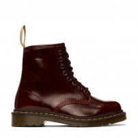 Ботинки Dr. Martens 1460 Vegan Cherry Red вишнёвые веганские с желтой строчкой