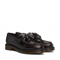 Лоферы Dr. Martens Adrian Cherry Red бордовые глянцевые с кисточками и рифлёной подошвой фото