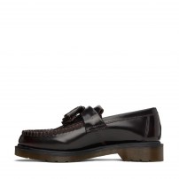 Лоферы Dr. Martens Adrian Cherry Red бордовые глянцевые с кисточками и рифлёной подошвой фото
