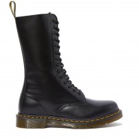 Сапоги Dr. Martens 1914 черные высокие 14-дырочные из гладкой кожи с желтой строчкой