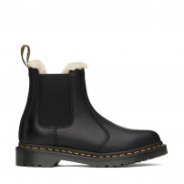 Ботинки Chelsea Dr. Martens 2976 Leonore черные с белой меховой подкладкой