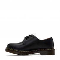 Туфли Dr. Martens 1461 черные классические 3-дырочные из гладкой кожи с желтой строчкой фото