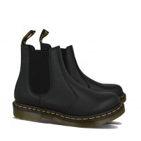 Ботинки Chelsea Dr. Martens 2976 черные из мягкой кожи Nappa с желтой строчкой фото