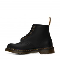 Ботинки Dr. Martens 101 Vegan черные 6-дырочные с золотыми люверсами и gum-подошвой фото