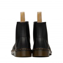 Ботинки Dr. Martens 101 Vegan черные 6-дырочные с золотыми люверсами и gum-подошвой фото