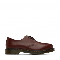 Туфли Dr. Martens 1461 Cherry Red вишнёвые 3-дырочные из гладкой кожи с желтой строчкой