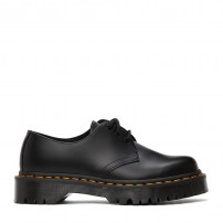 Туфли Dr. Martens 1461 Bex черные 3-дырочные на толстой платформе Bex с желтой строчкой