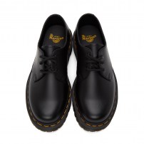 Туфли Dr. Martens 1461 Bex черные 3-дырочные на толстой платформе Bex с желтой строчкой фото