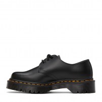 Туфли Dr. Martens 1461 Bex черные 3-дырочные на толстой платформе Bex с желтой строчкой фото