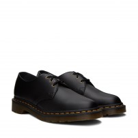 Туфли Dr. Martens 1461 Vegan черные веганские 3-дырочные с желтой строчкой фото