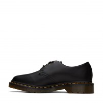 Туфли Dr. Martens 1461 Vegan черные веганские 3-дырочные с желтой строчкой фото