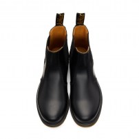 Ботинки Chelsea Dr. Martens 2976 PW черные с полированным бортиком и желтой строчкой фото
