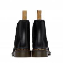 Ботинки Chelsea Dr. Martens 2976 Vegan черные веганские с желтой строчкой фото