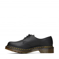 Туфли Dr. Martens 1461 черные из мягкой матовой кожи Virginia с желтой строчкой фото