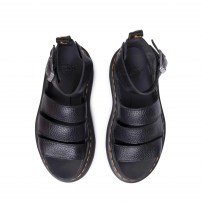 Сандалии Dr. Martens Clarissa Platform черные на массивной платформе с 3 широкими ремнями фото