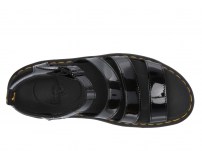 Сандалии Dr. Martens Blaire черные лаковые Patent с зеркальным блеском и пряжкой фото