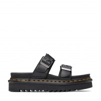 Сандалии Dr. Martens Myles черные шлёпанцы из кожи Brando на рифлёной платформе