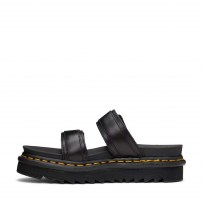 Сандалии Dr. Martens Myles черные шлёпанцы из кожи Brando на рифлёной платформе фото