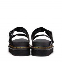 Сандалии Dr. Martens Myles черные шлёпанцы из кожи Brando на рифлёной платформе фото