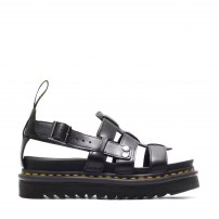 Сандалии Dr. Martens Terry черные клетчатые с заклёпками на массивной платформе