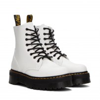 Ботинки Dr. Martens Jadon Zip белые полированные платформа с боковой молнией фото