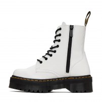 Ботинки Dr. Martens Jadon Zip белые полированные платформа с боковой молнией фото