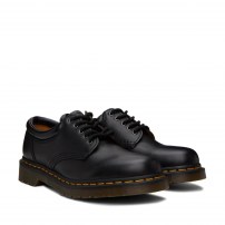 Туфли Dr. Martens 8053 черные из мягкой кожи Nappa на 5 люверсах с желтой строчкой фото