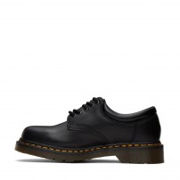Туфли Dr. Martens 8053 черные из мягкой кожи Nappa на 5 люверсах с желтой строчкой фото