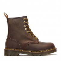 Ботинки Dr. Martens 1460 коричневые Aztec Crazy Horse с восковым эффектом и желтой строчкой