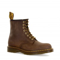 Ботинки Dr. Martens 1460 коричневые Aztec Crazy Horse с восковым эффектом и желтой строчкой фото