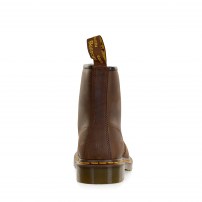 Ботинки Dr. Martens 1460 коричневые Aztec Crazy Horse с восковым эффектом и желтой строчкой фото