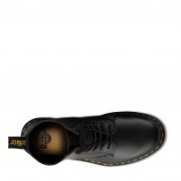 Сапоги Dr. Martens 1490 черные высокие 10-дырочные из гладкой кожи с желтой строчкой фото