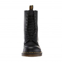 Сапоги Dr. Martens 1490 черные высокие 10-дырочные из гладкой кожи с желтой строчкой фото