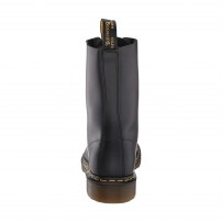 Сапоги Dr. Martens 1490 черные высокие 10-дырочные из гладкой кожи с желтой строчкой фото
