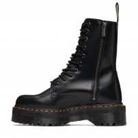 Сапоги Dr. Martens Jadon Zip HI черные высокие платформа из полированной кожи с молнией фото