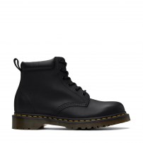 Ботинки Dr. Martens 939 черные 6-дырочные из жирной кожи Greasy с желтой строчкой