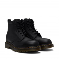 Ботинки Dr. Martens 939 черные 6-дырочные из жирной кожи Greasy с желтой строчкой фото