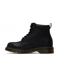 Ботинки Dr. Martens 939 черные 6-дырочные из жирной кожи Greasy с желтой строчкой фото