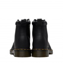 Ботинки Dr. Martens 939 черные 6-дырочные из жирной кожи Greasy с желтой строчкой фото