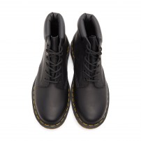 Ботинки Dr. Martens 939 черные 6-дырочные из жирной кожи Greasy с желтой строчкой фото